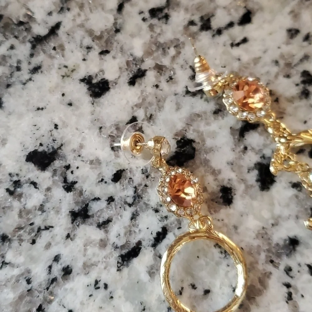 Boho Asymmetricall Moon  crystal earrings